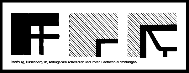Abfolge von Fachwerkaufmalungen